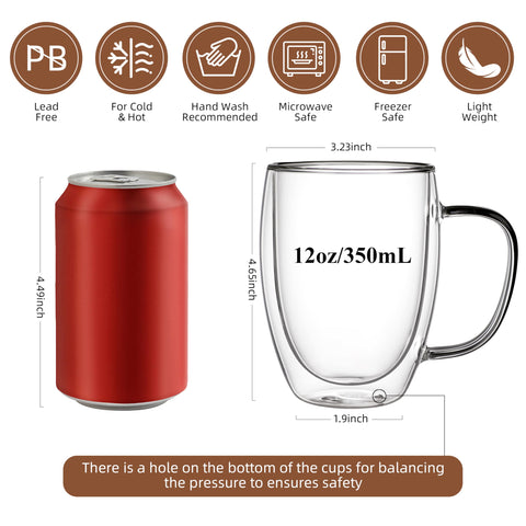 CNGLASS enfoque aislamiento, taza con doble pared para bebidas frías o calientes
