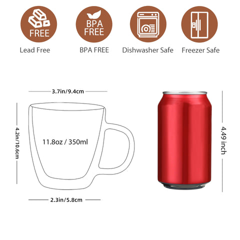 CNGLASS taza con asa ergonómica; agarre cómodo en casa.