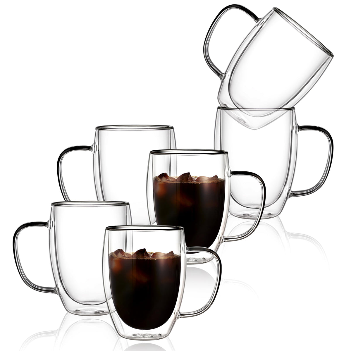 CNGLASS taza de cristal de doble pared con mango, ideal para café caliente
