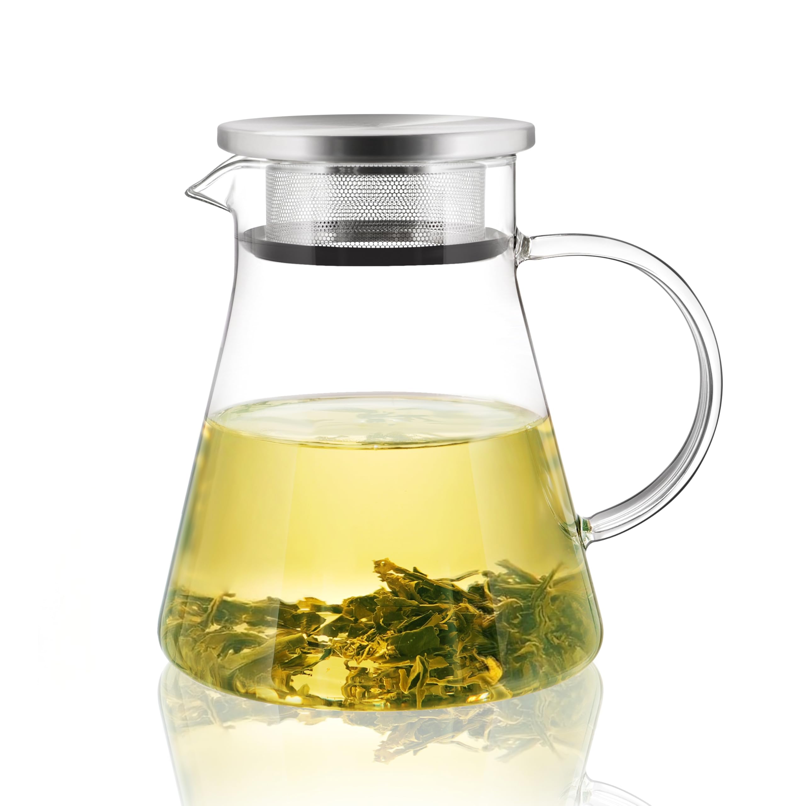 CNGLASS tetera de vidrio 900 ml, apta para estufa y microondas.