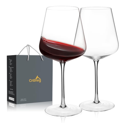 Copas de cristal CnSneg, juego de 2, enfoque elegante para degustar vino.
