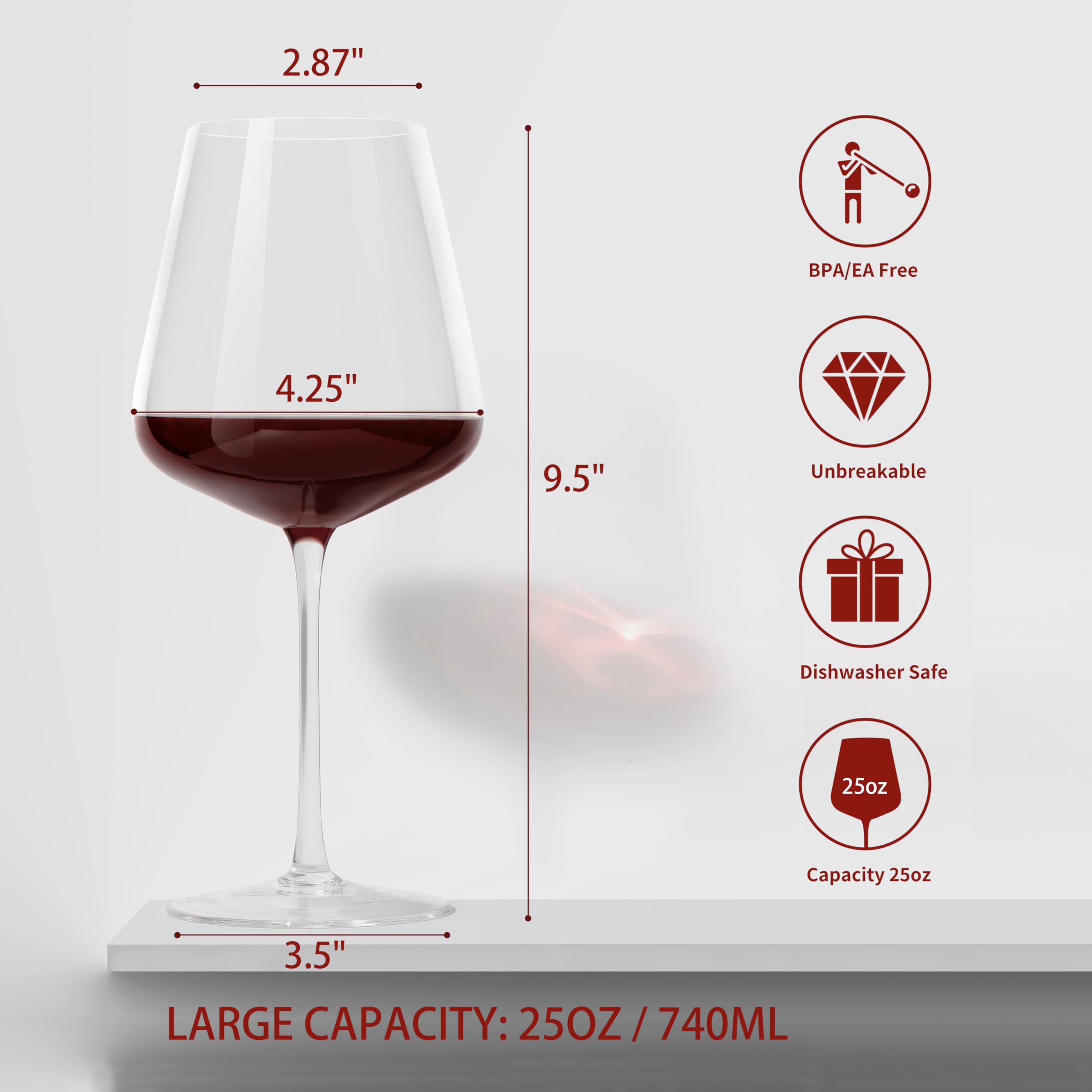 CnSneg copas vino rojo grandes, ideales para degustación y celebraciones.