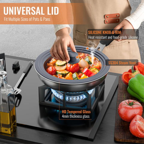 CnSneg tapa universal con borde silicona resistente al calor y ajuste seguro