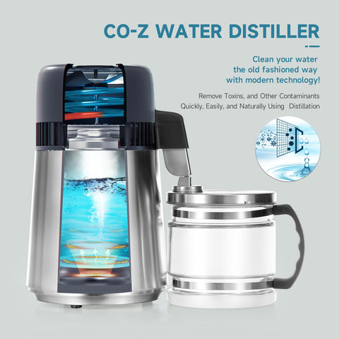 CO-Z destilador de agua, panel de control claro para operación rápida.