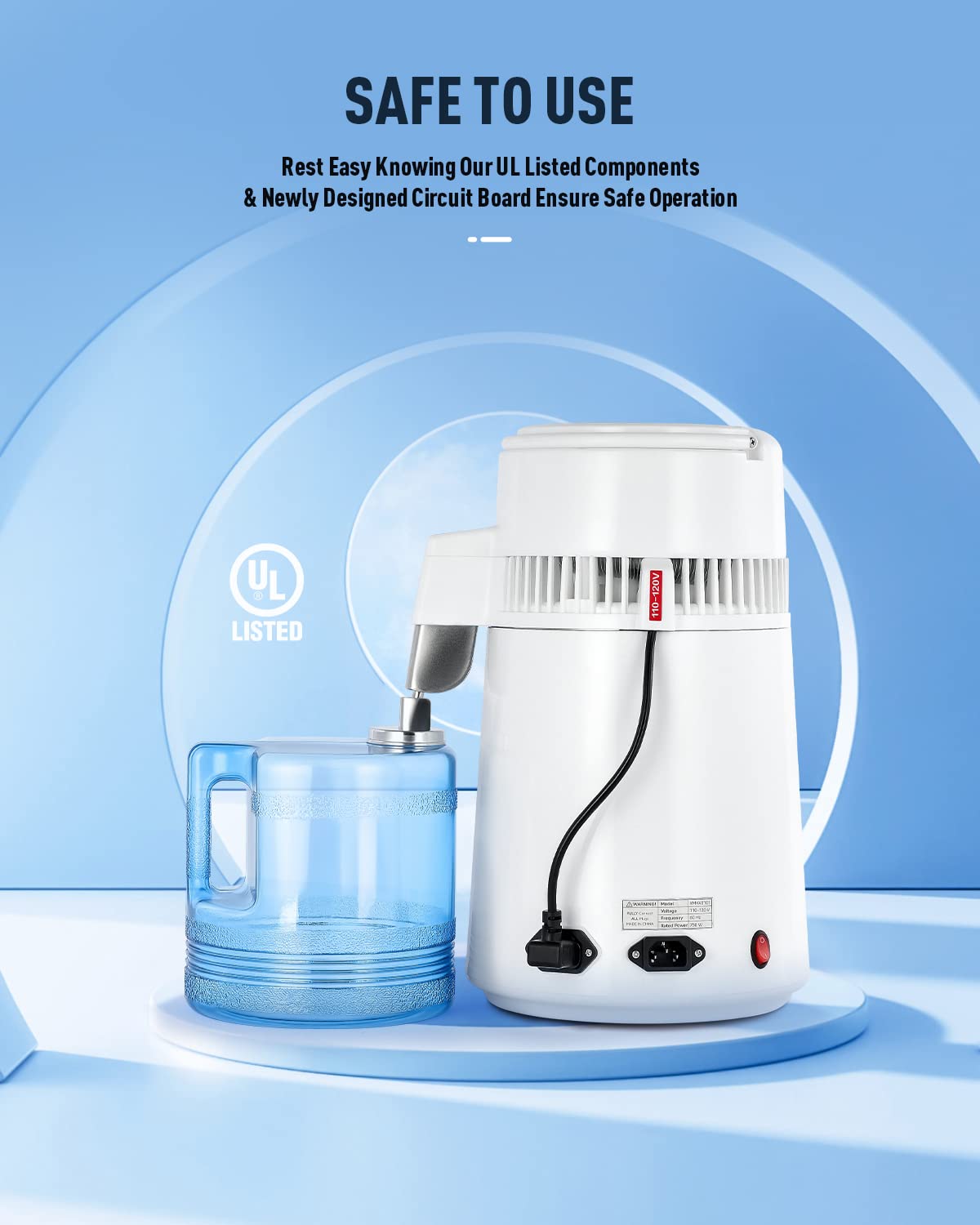 Diseño compacto de CO-Z destilador, perfecto para cocinas y escritorios