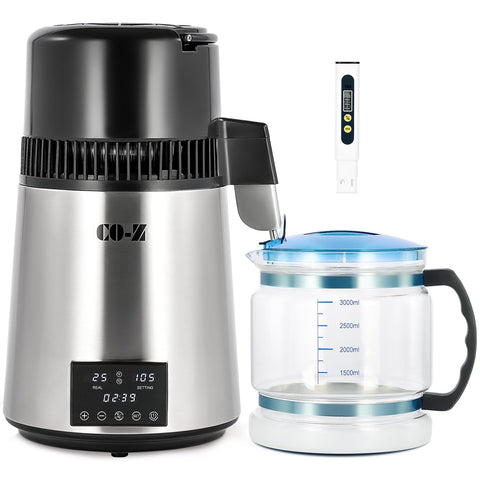 CO-Z destiladora de agua con cuerpo de acero inoxidable y capacidad 4 L.