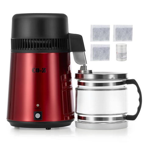 CO-Z distilador de agua, vista frontal, diseño compacto para la cocina