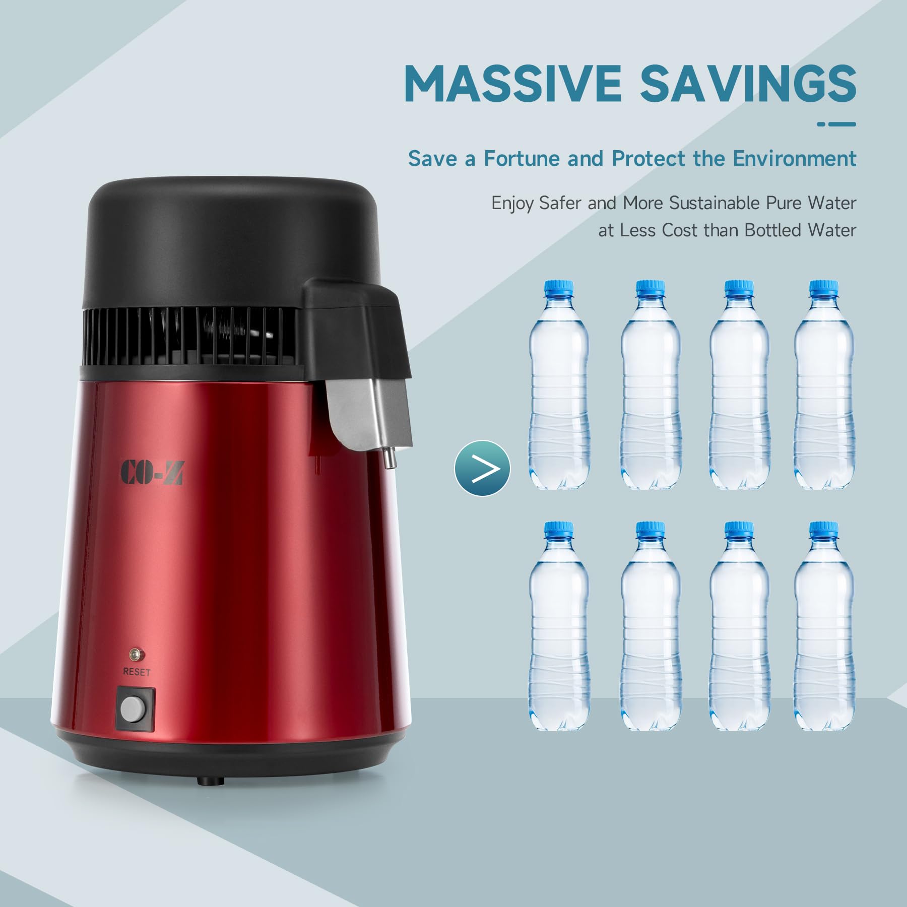 CO-Z distilador de agua, pantalla digital clara para ajustes fáciles