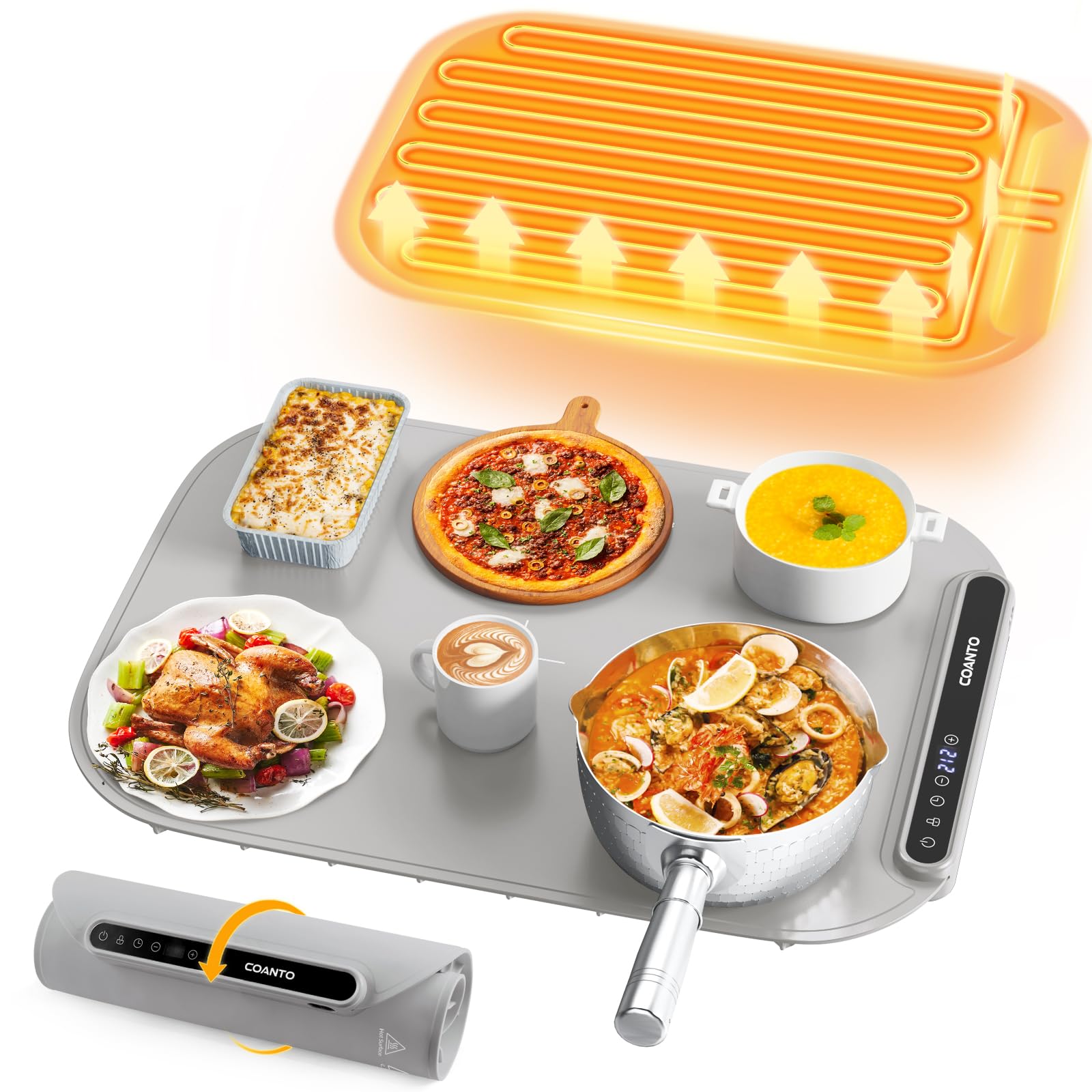 Coanto Mat – bandeja calentadora de alimentos, superficie amplia para mantener platos calientes en buffets.