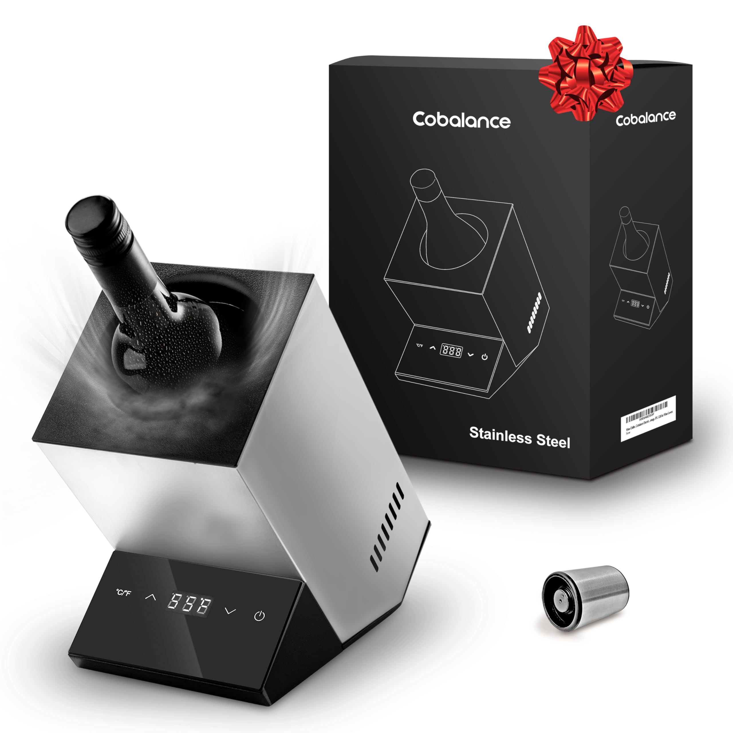 Enfriador de vino Cobalance para una botella de 750 ml, mantiene la temperatura ideal.