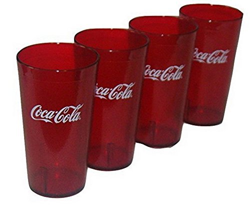 Vaso Coca-Cola rubí translúcido con logo blanco, ideal para uso diario