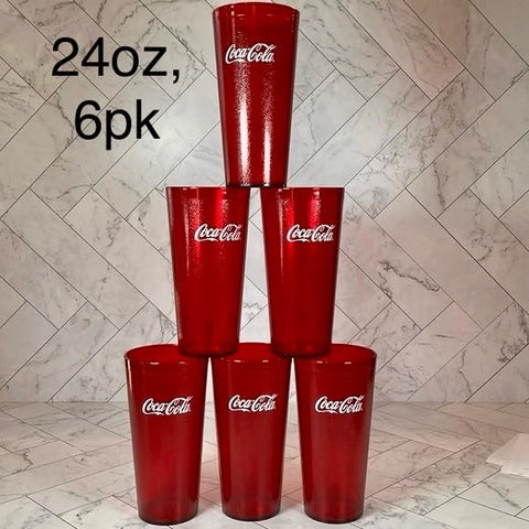 Vaso plástico Coca-Cola rojo 710 ml, vista lateral, ideal para presentaciones rápidas.
