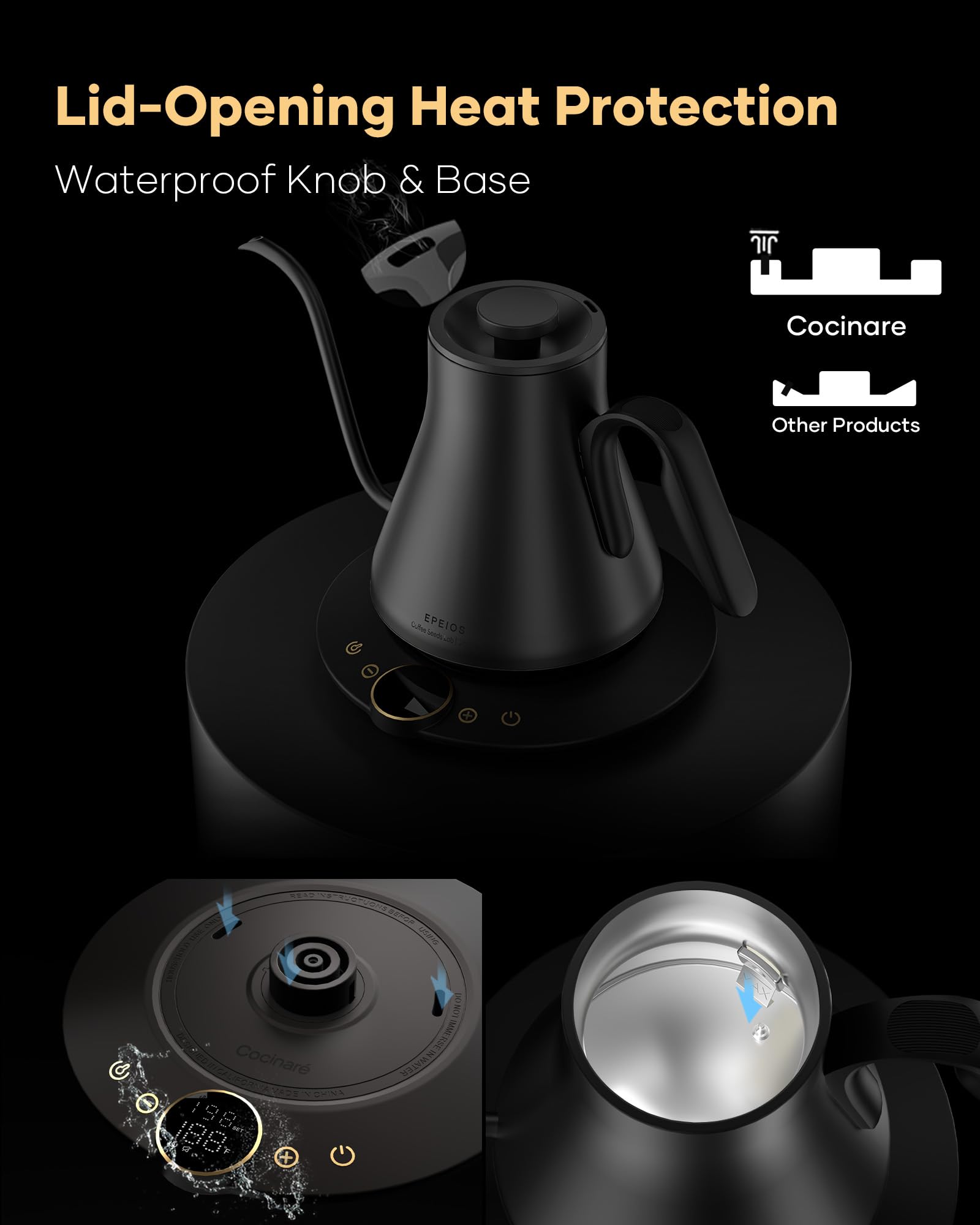 Cocinare FLOW B9 mantiene el agua caliente hasta una hora.