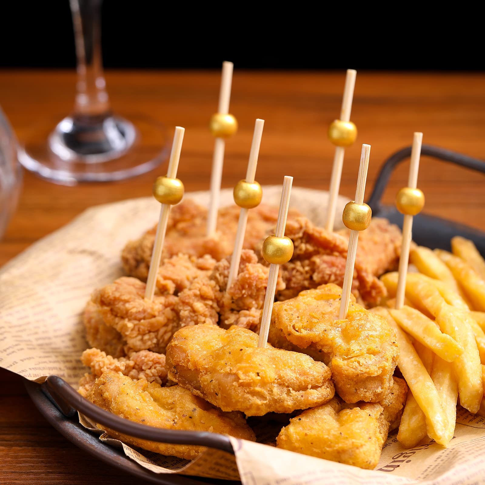 CockStixs palillos de bambú con acabado dorado, perfectos para bebidas y canapes