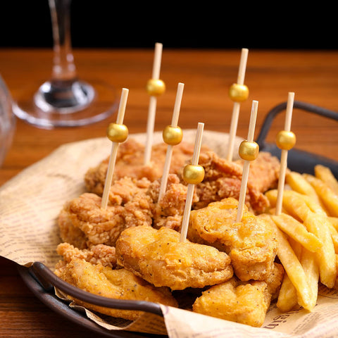 CockStixs palillos de bambú con acabado dorado, perfectos para bebidas y canapes