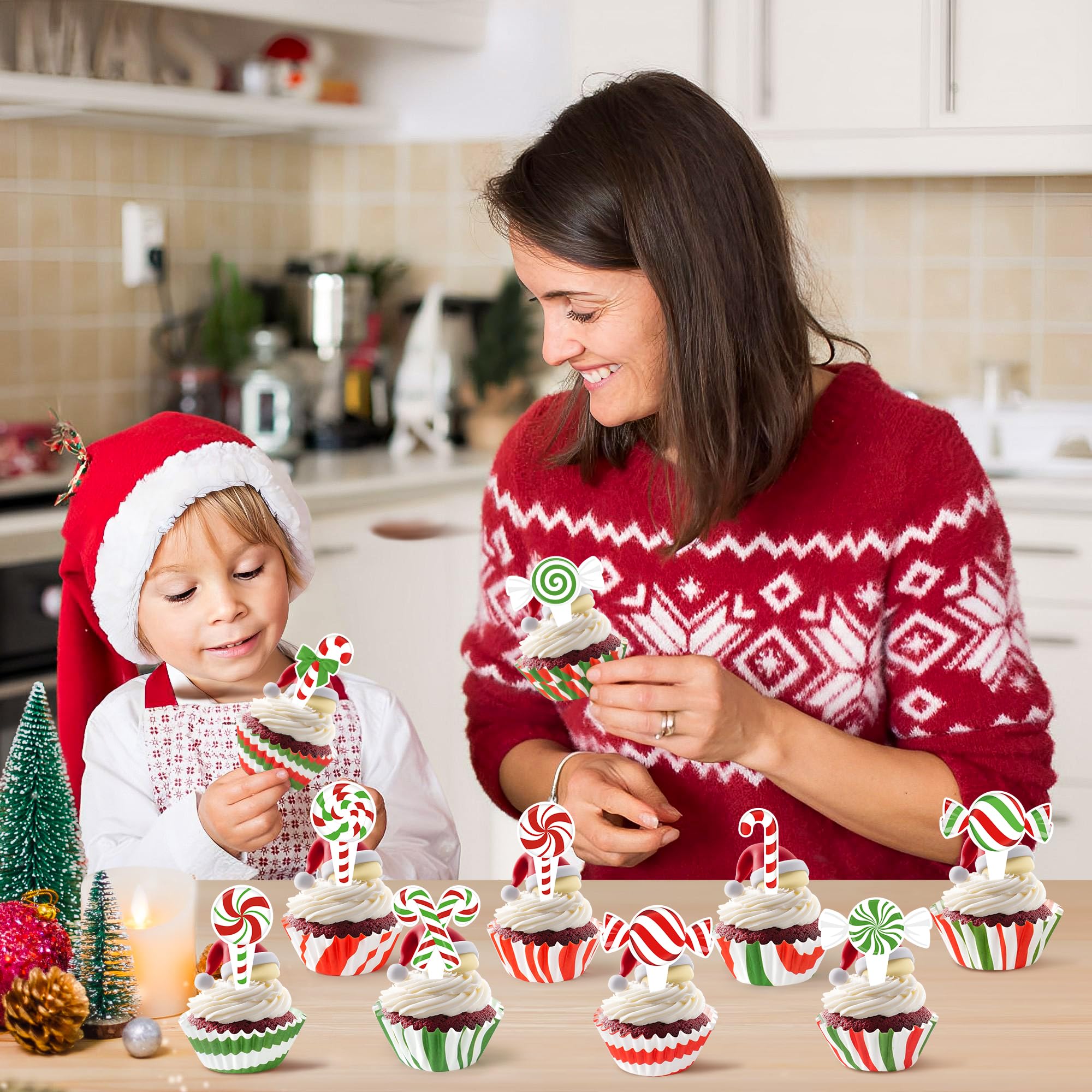 Envolturas coloridas COcnny para cupcakes, perfectas para Navidad y cumpleaños.