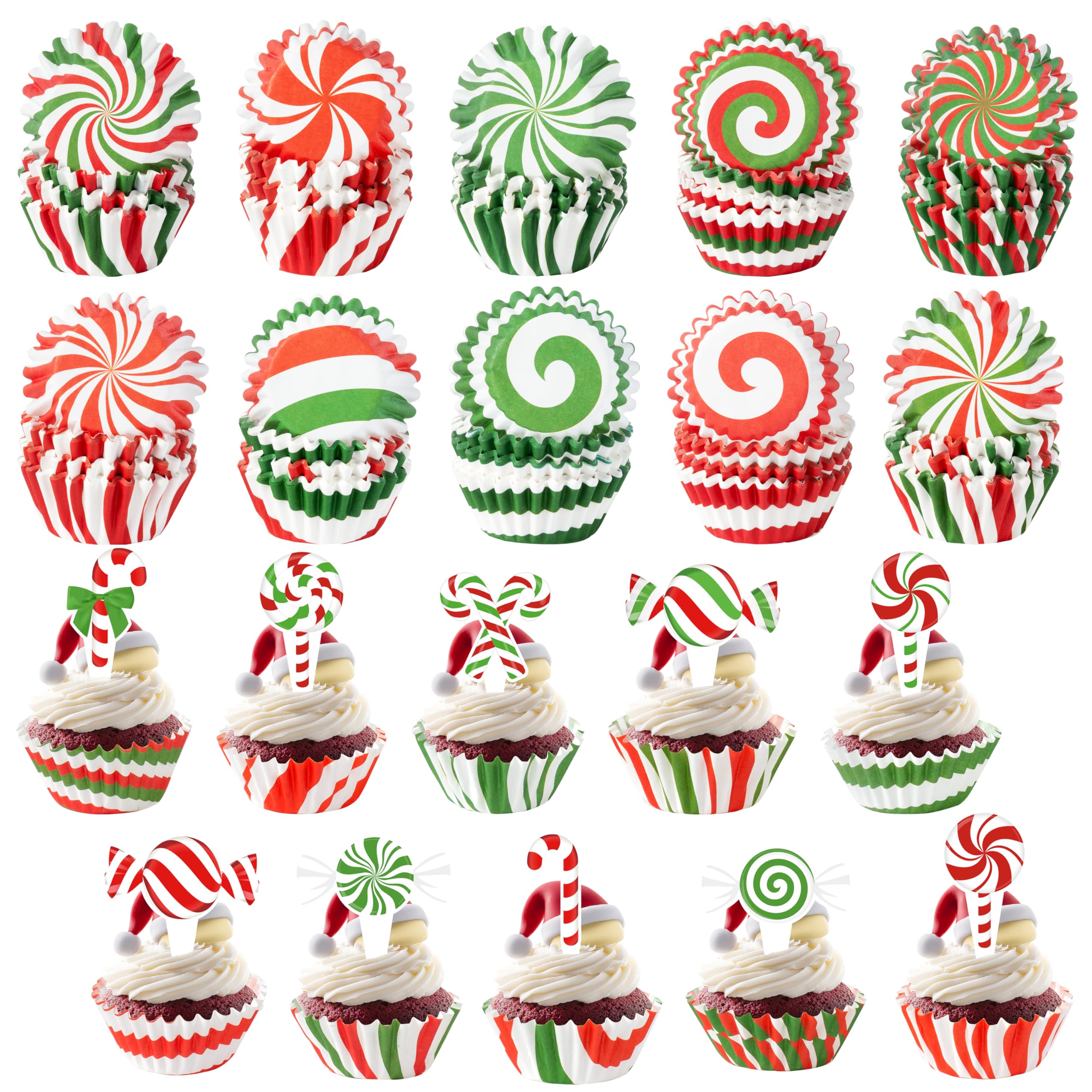 COcnny mini forros para cupcakes navideños, fáciles de usar y ocupan poco espacio.