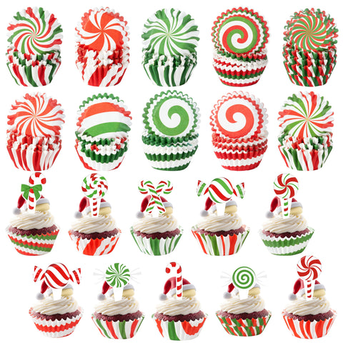 COcnny mini forros para cupcakes navideños, fáciles de usar y ocupan poco espacio.