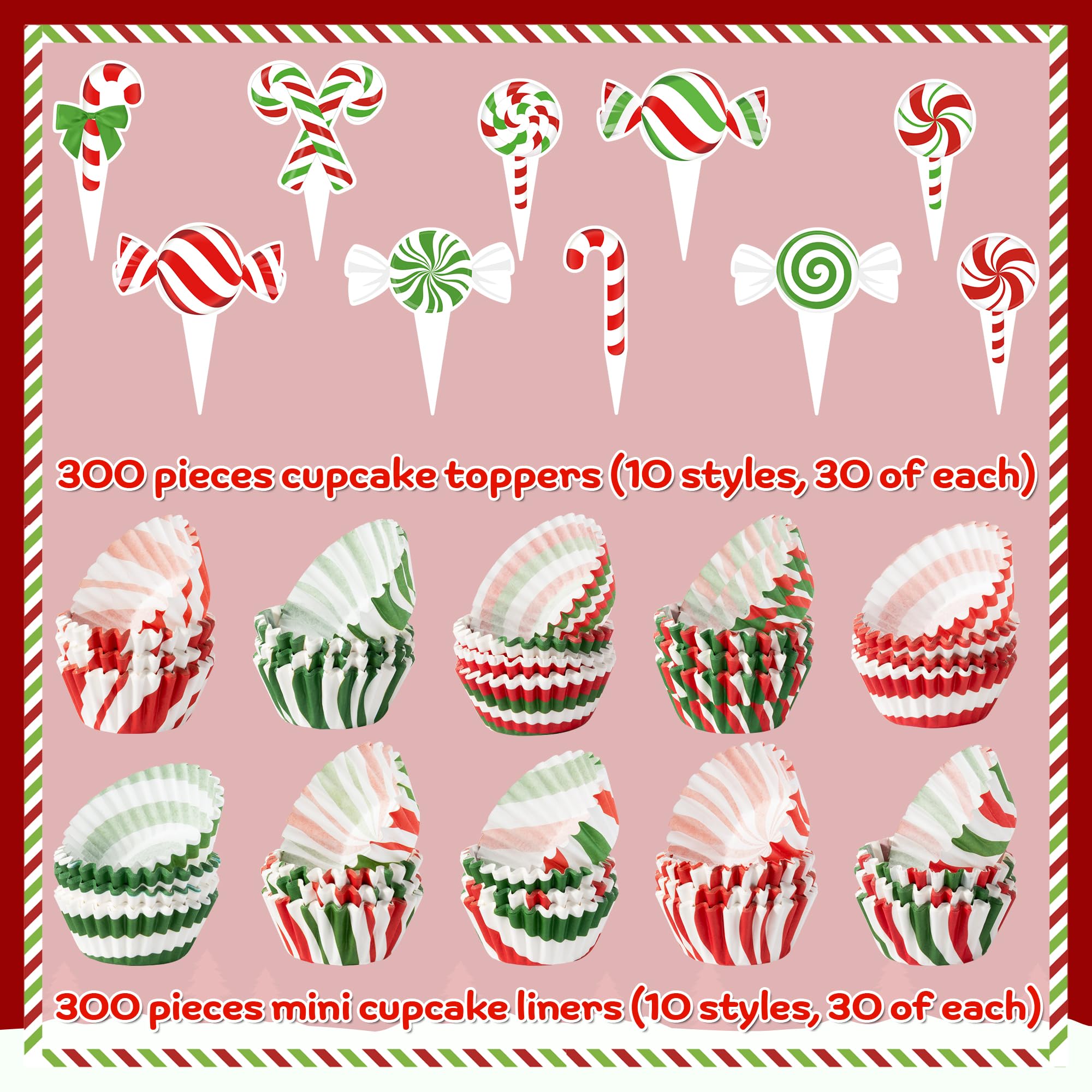COcnny toppers navideños, 300 piezas para decorar pasteles con estilo festivo.