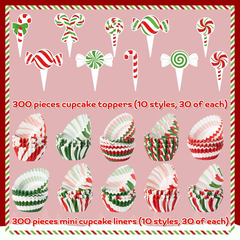 COcnny toppers navideños, 300 piezas para decorar pasteles con estilo festivo.