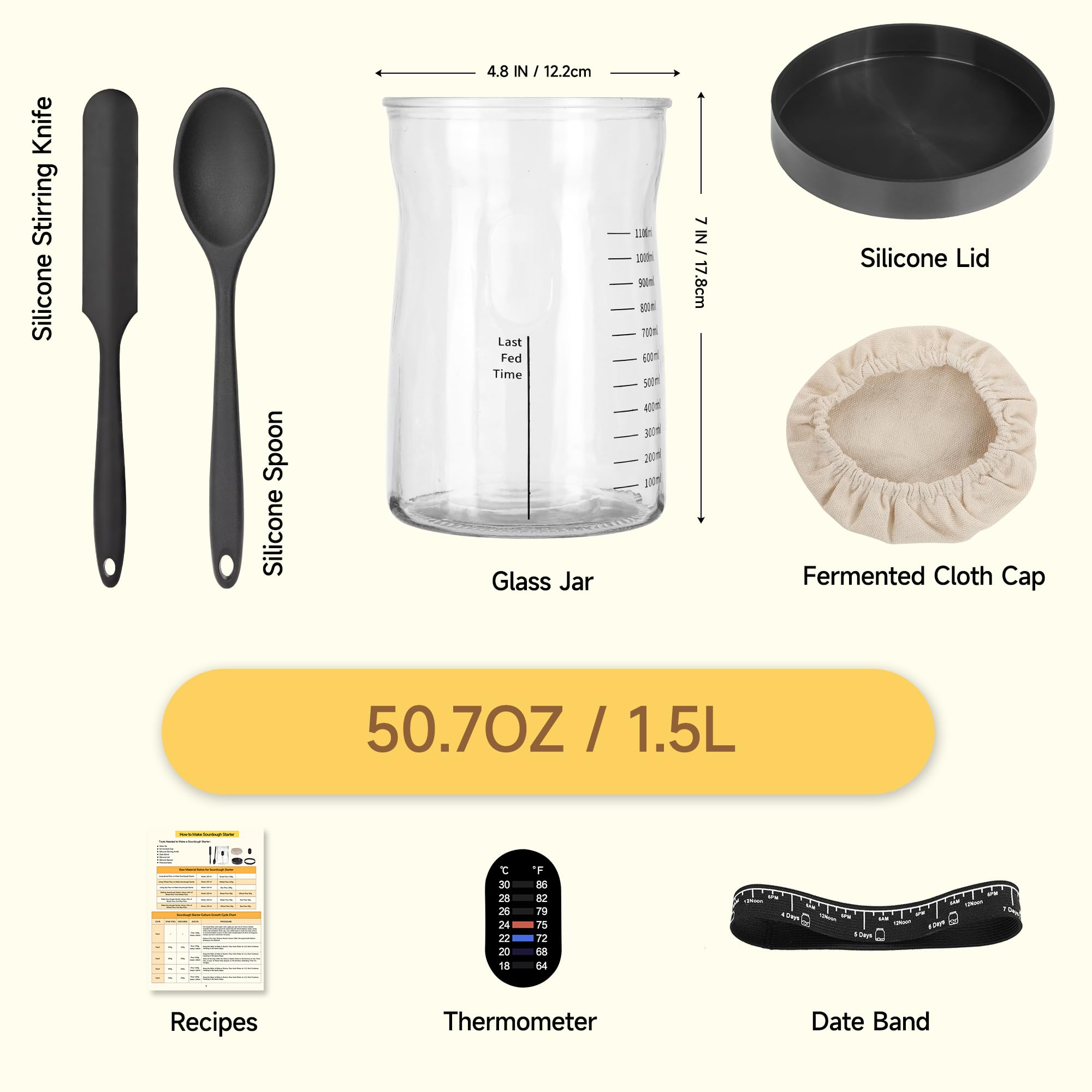 Jarra de boca ancha Coco Bird Pro facilita alimentar y mezclar la masa madre.