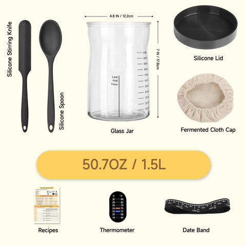Jarra de boca ancha Coco Bird Pro facilita alimentar y mezclar la masa madre.