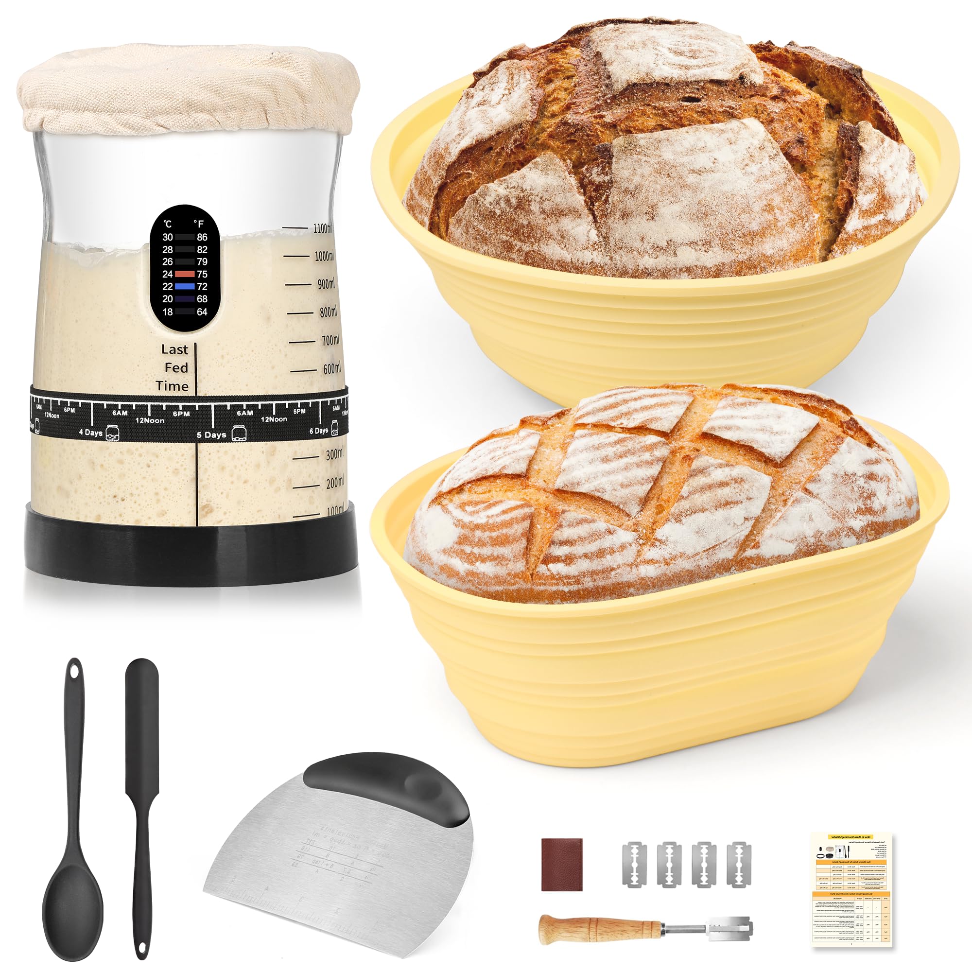 Coco Bird tarro masa madre 50 oz para alimentar y almacenar fácilmente