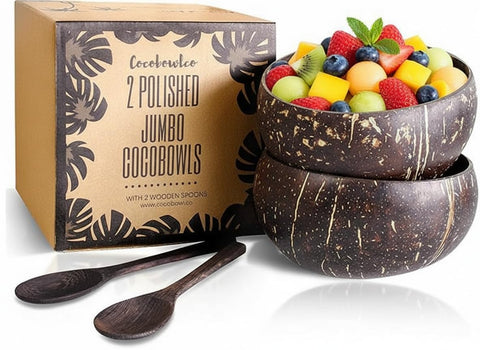 COCOBOWLCO conjunto jumbo de cuencos de coco para porciones generosas