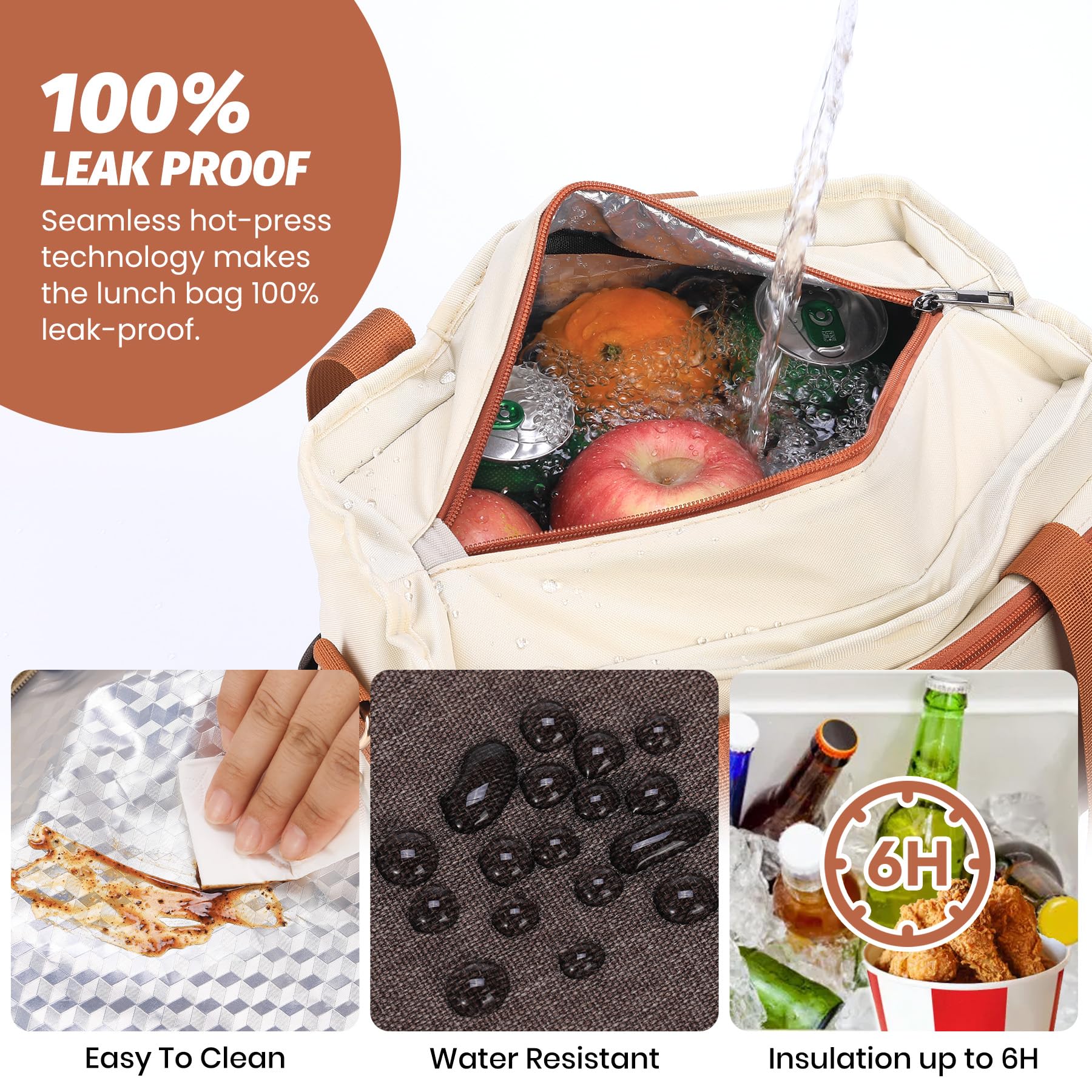 Codcey Bolsa para almuerzo Forro impermeable evita derrames y mantiene limpios los contenidos.