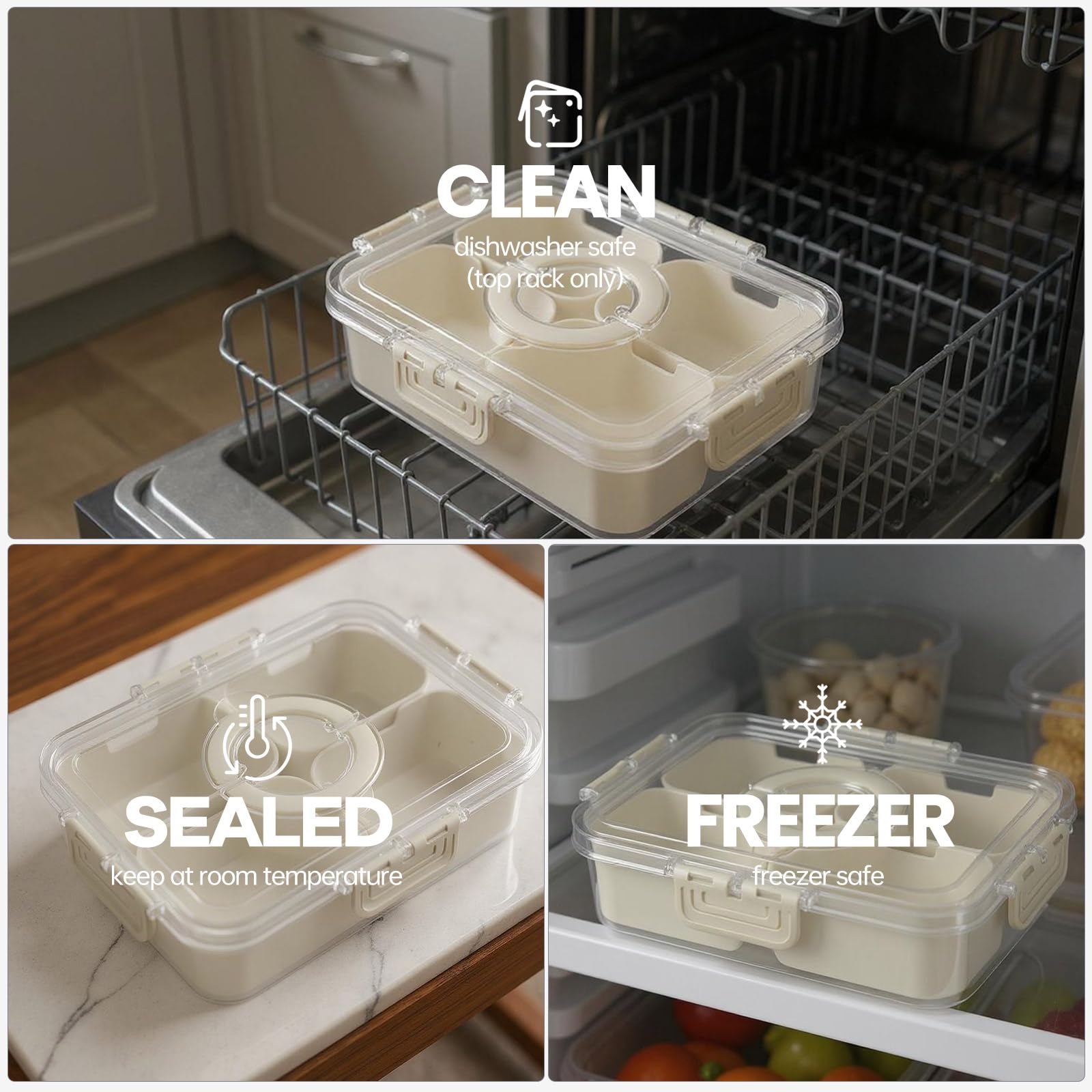 Caja Snackle CODIEKEY apta para lavavajillas y frigorífico para uso diario