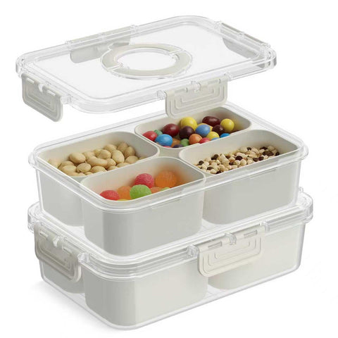 Caja Snackle CODIEKEY: contenedor dividido con tapa transparente para ver y organizar meriendas