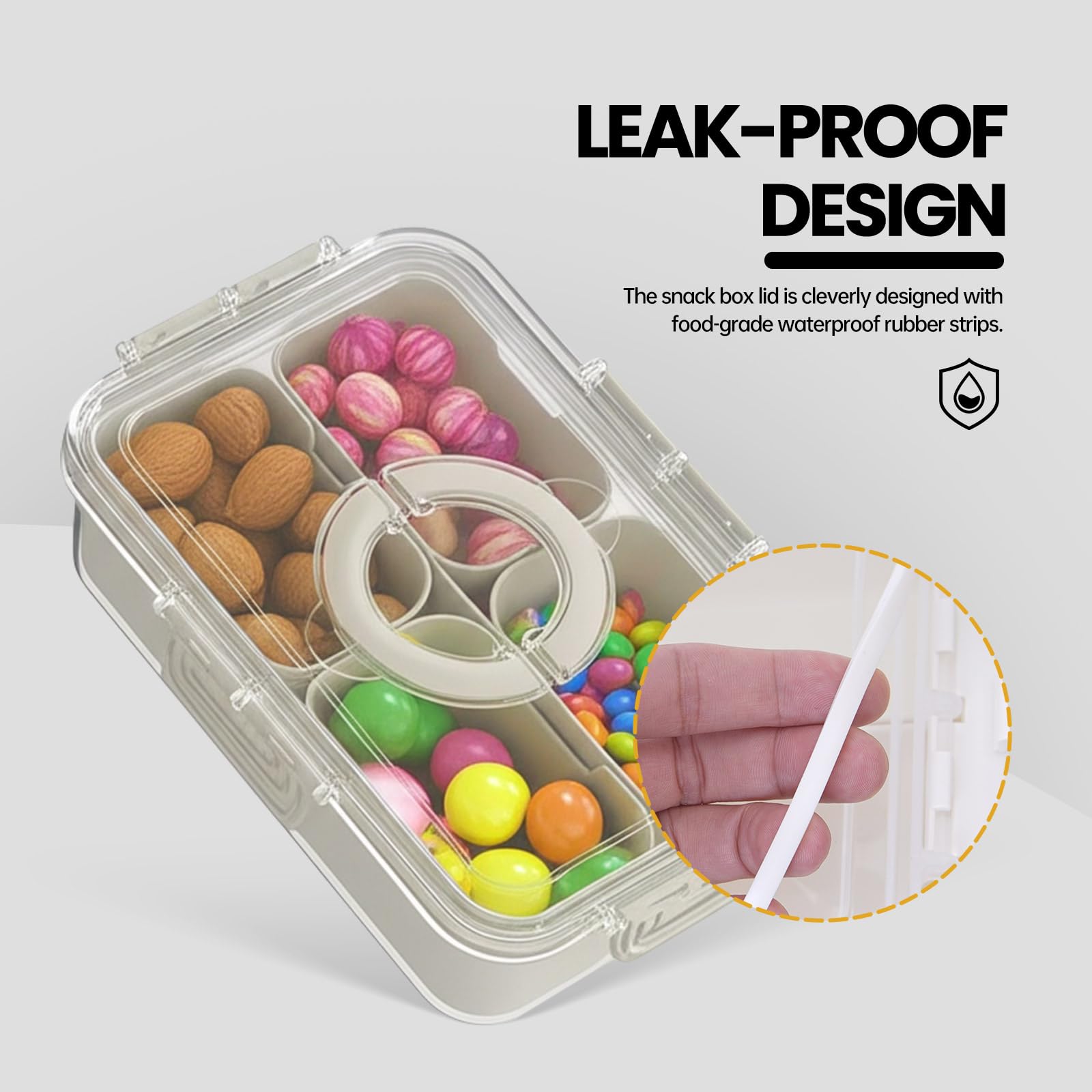 Caja Snackle CODIEKEY con tazas removibles para servir porciones fácilmente