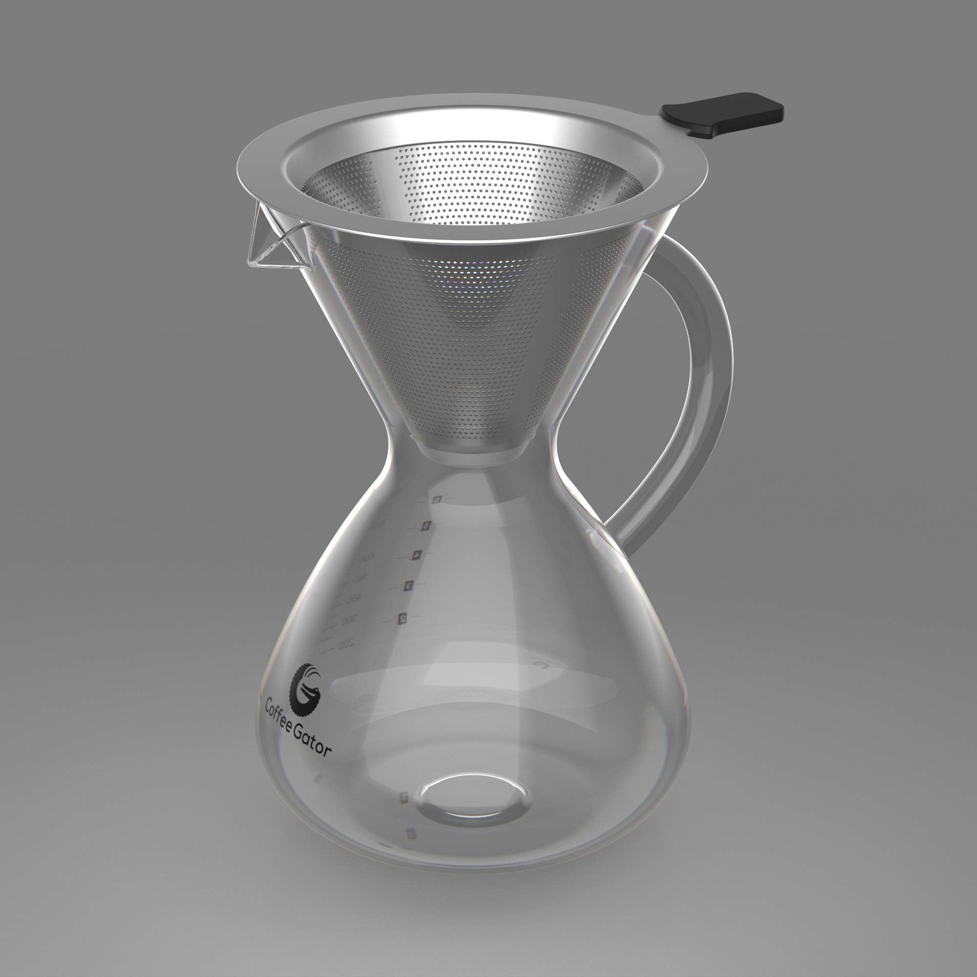 Coffee Gator jarra de cristal 800ml facilita servir café caliente con control.