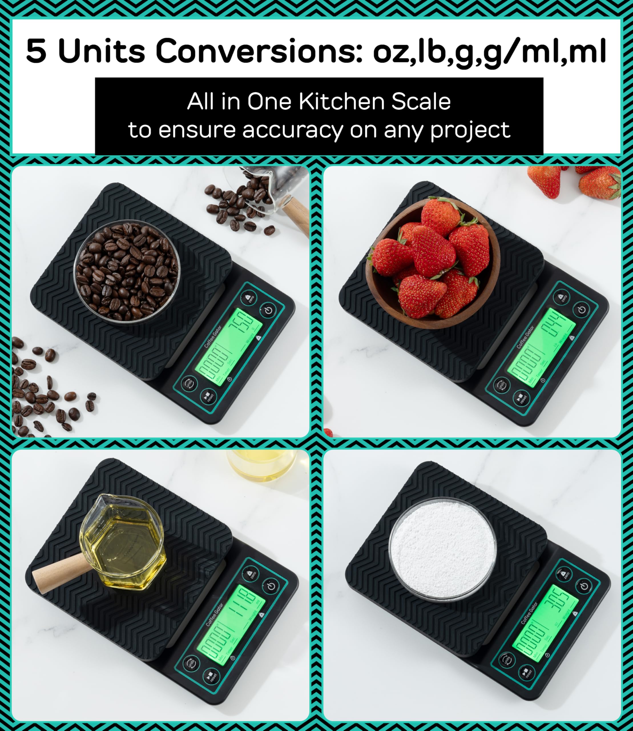 Coffee Gator escala multifuncional para cocinar, hornear y bebidas