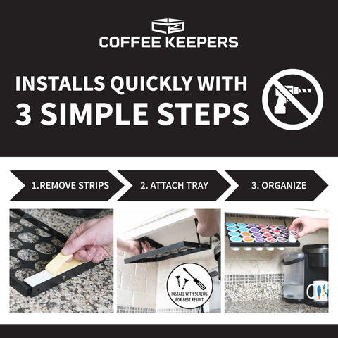COFFEEKEEPERS instalación fácil con tornillos incluidos para montaje seguro