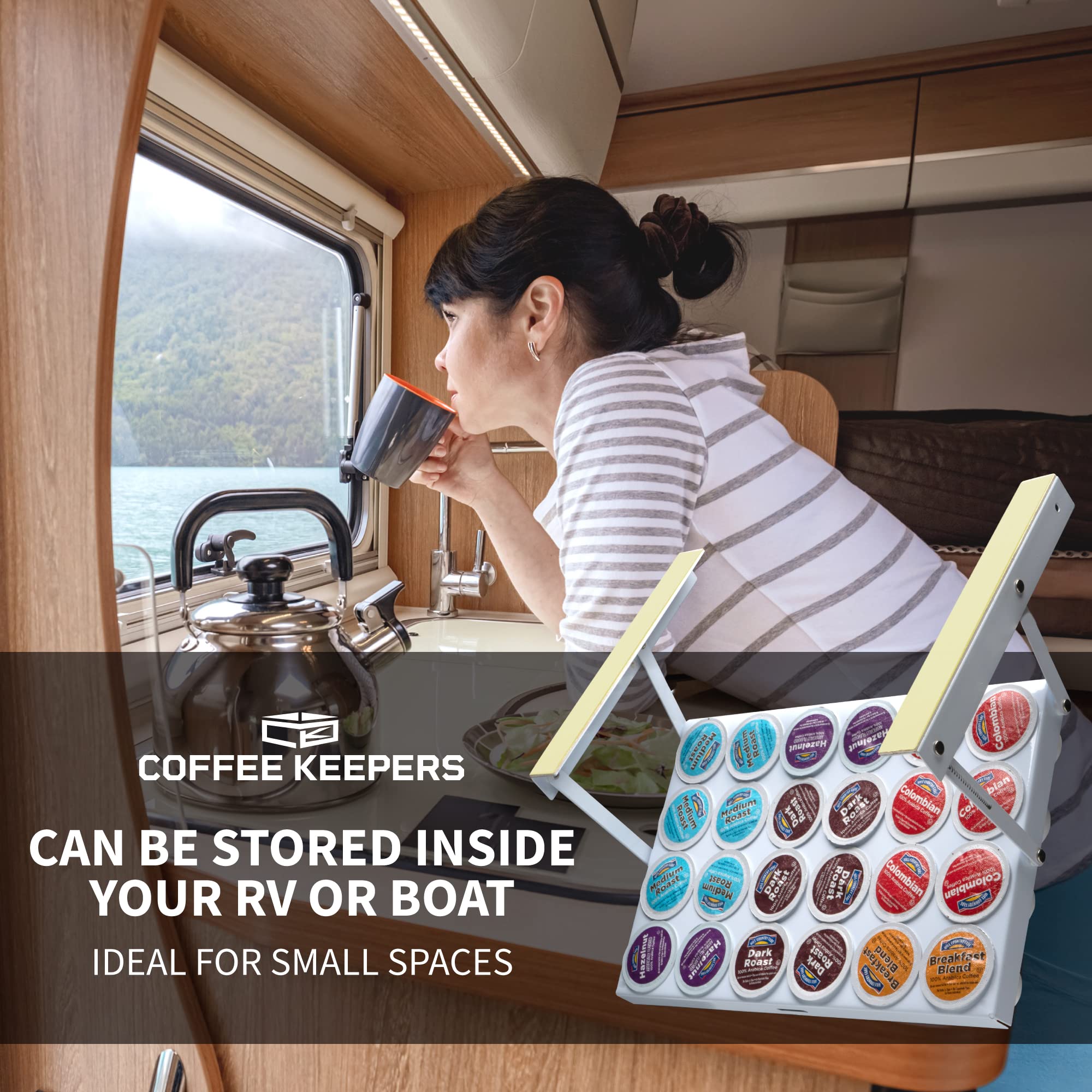 COFFEEKEEPERS diseño compacto aprovecha espacio libre en cocina o RV.