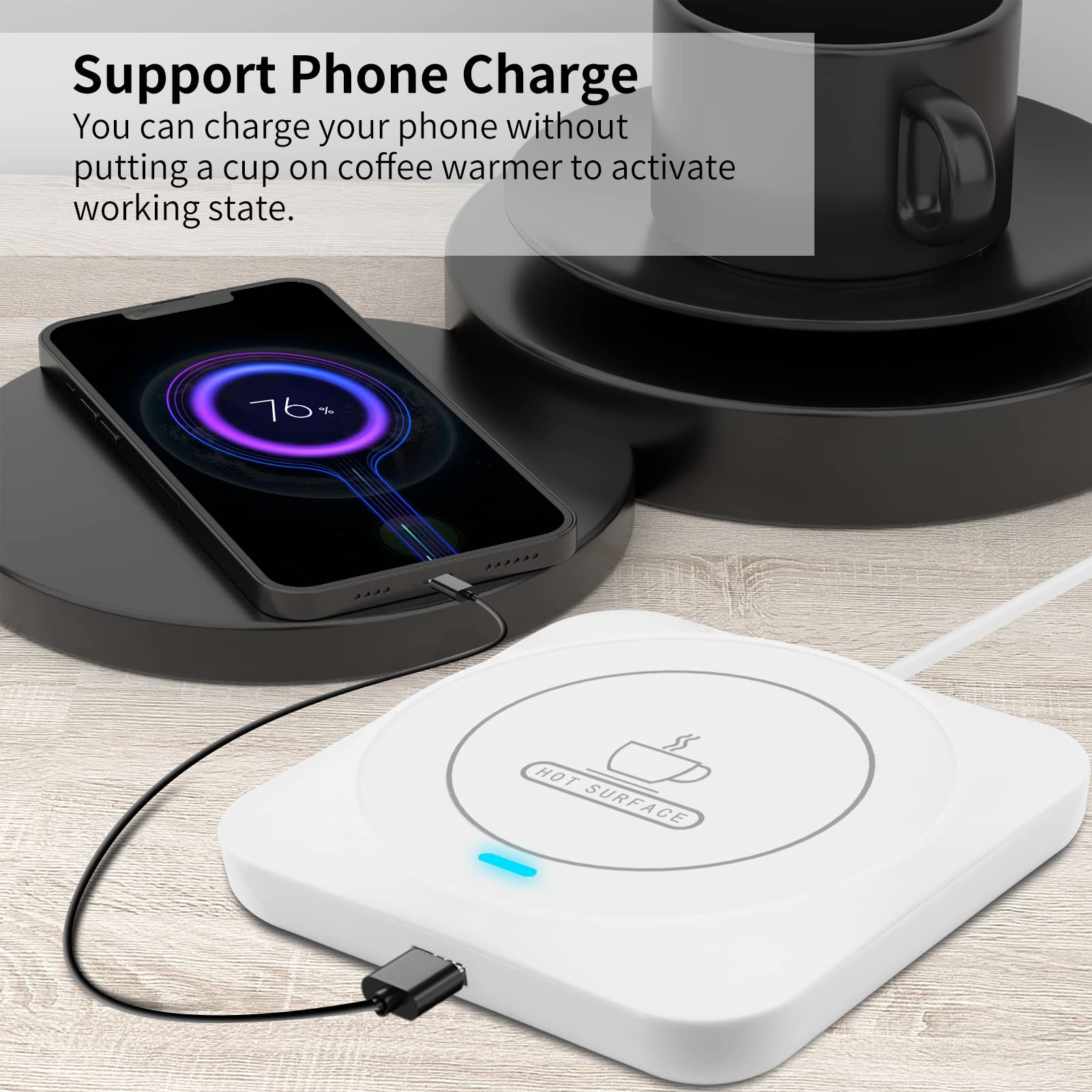 COFFEE MUG WARMER interruptor de gravedad activa al colocar la taza.