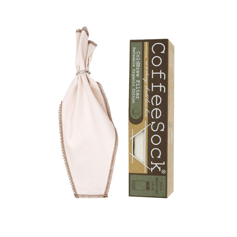 CoffeeSock ofrece un filtro de algodón orgánico para infusión fría con sabor limpio.