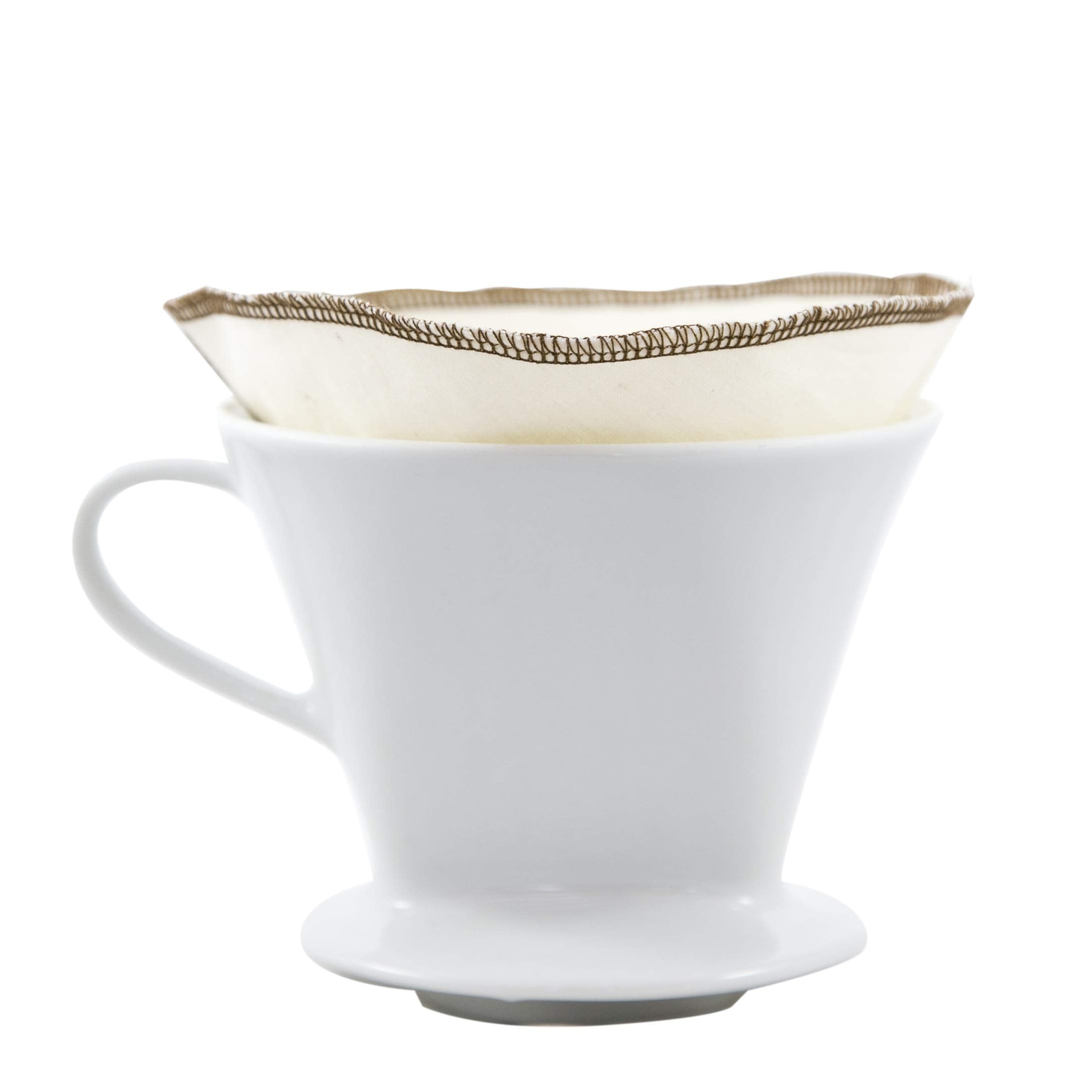 CoffeeSock paquete de dos filtros de algodón orgánico, cono 2, uso diario sostenible.