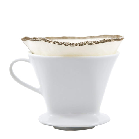 CoffeeSock paquete de dos filtros de algodón orgánico, cono 2, uso diario sostenible.