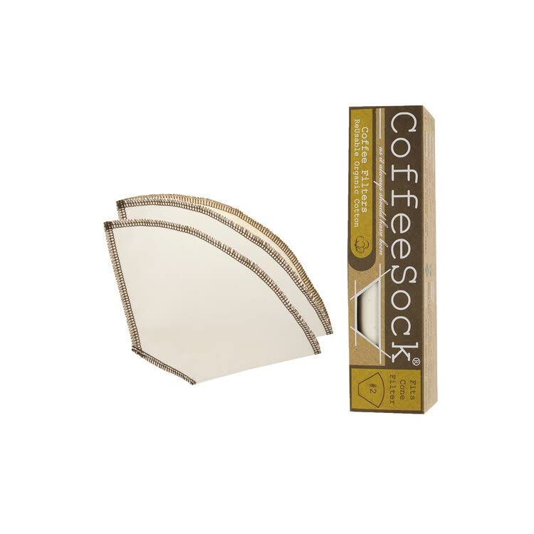 CoffeeSock filtros reutilizables de algodón para café, dos unidades, cono 2, con menor residuo.