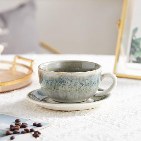 Coffeezone 12 onzas, taza para arte con leche, ideal para servir en casa, gris.