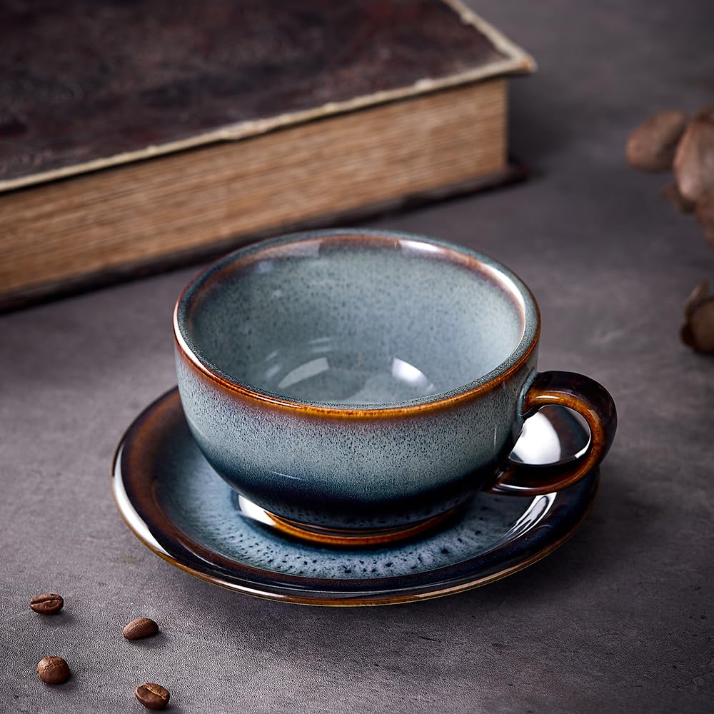 Coffeezone taza cerámica con base redonda para latte art estable.