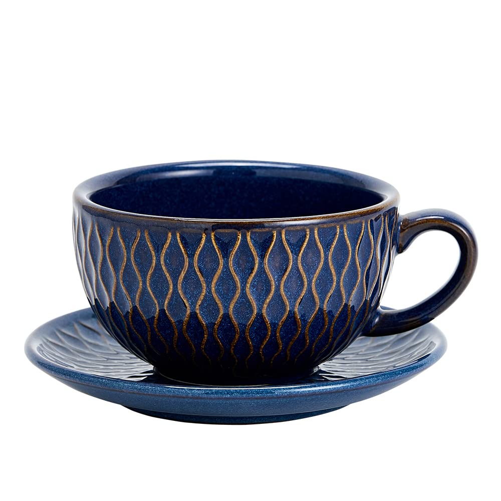 Coffeezone Taza Vintage 12 onzas para arte de leche con relieve, ideal para casa