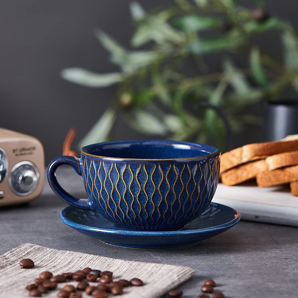 Coffeezone Taza Vintage 12 onzas fondo redondo facilita arte en leche espumosa
