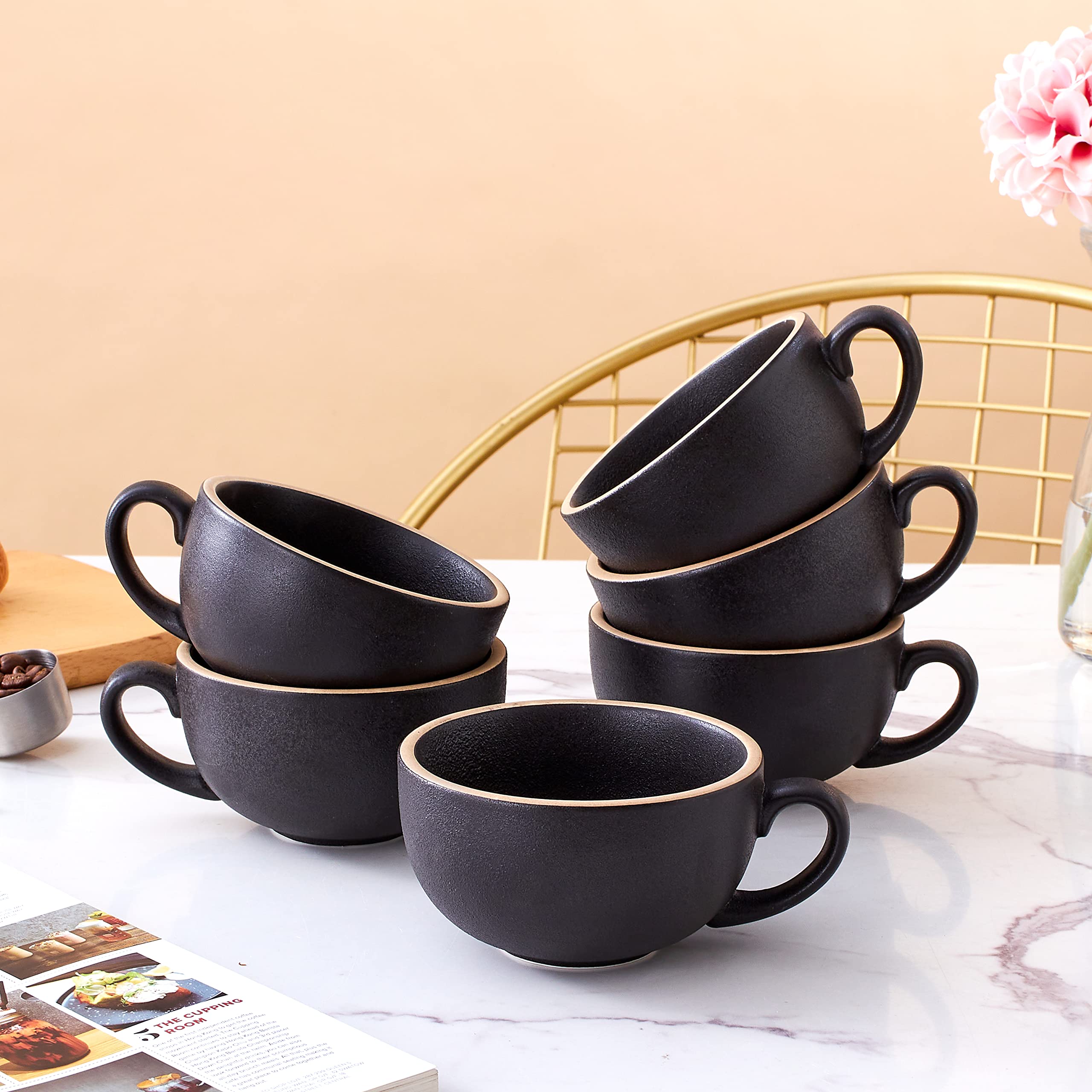 Coffeezone tazas arte del latte 12oz, diseño profesional para capuchinos.