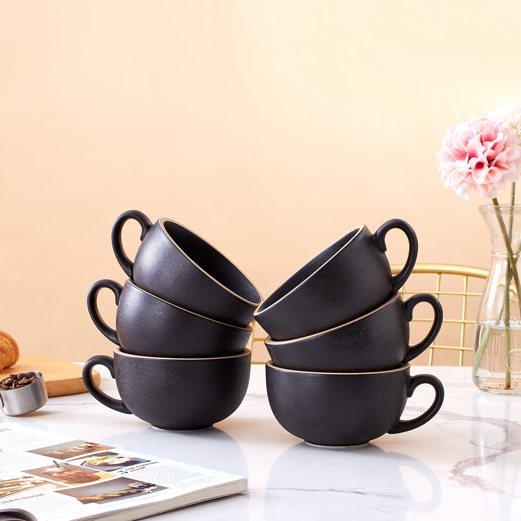 Coffeezone tazas cerámica diseño vintage 12oz, resistentes y duraderas.