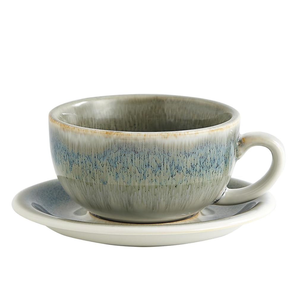 Coffeezone Vintage Design 12 onzas, taza cerámica para arte con leche en gris espacial.