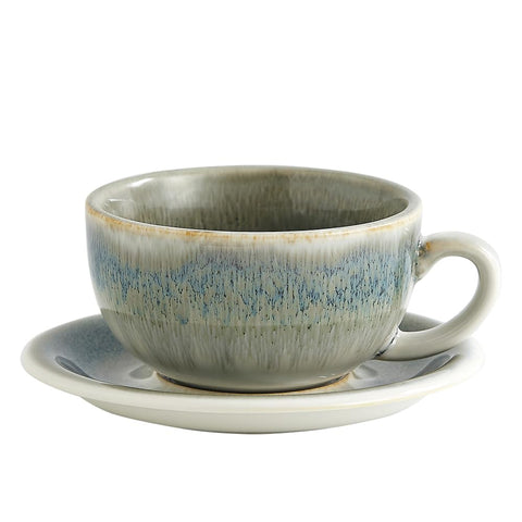 Coffeezone Vintage Design 12 onzas, taza cerámica para arte con leche en gris espacial.