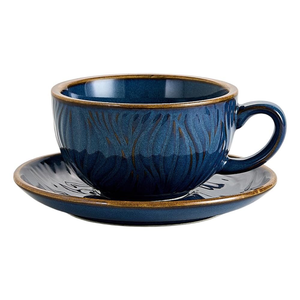 Coffeezone taza cerámica vintage 12oz frente arte en cappuccino azul ola